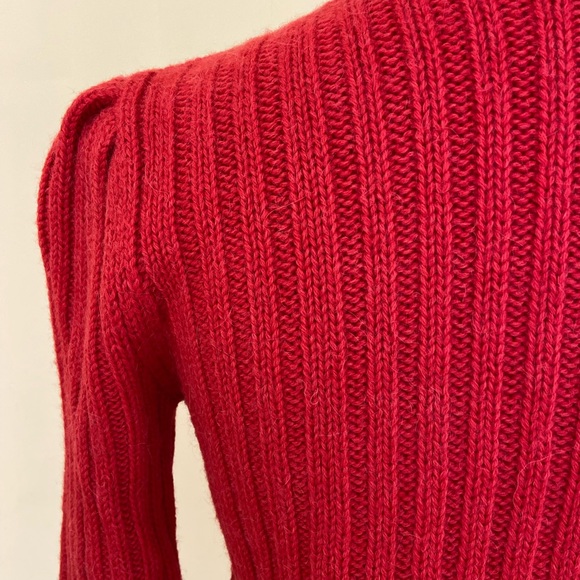 Gucci Chunky Alpaca Wool Blend Red Cardigan Cable Knit Sweater Made in Italy - Picture 10 of 16
